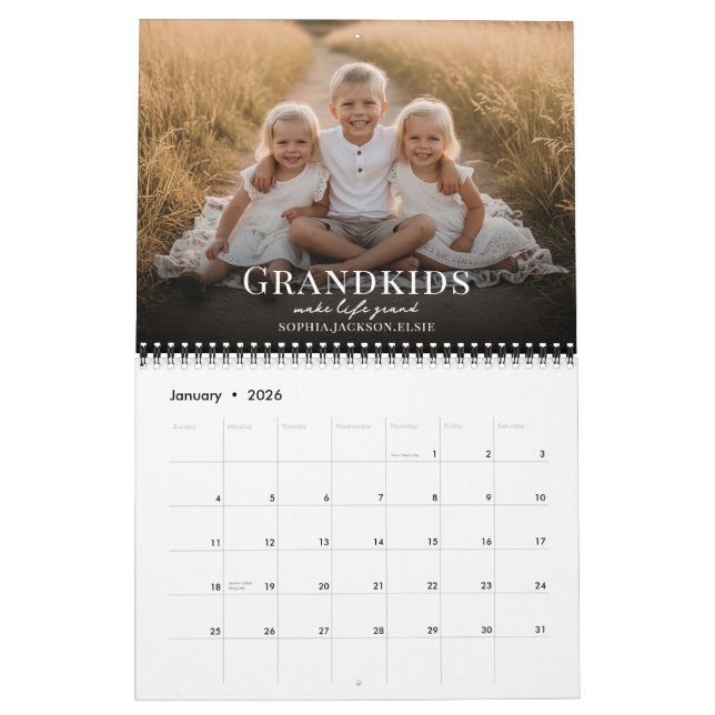 Calendario 2026 Grandkids Make Life Grand Custom Photo  (Jan 2026)