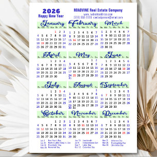Calendario 2026 Guión azul Sencillo magnético de n
