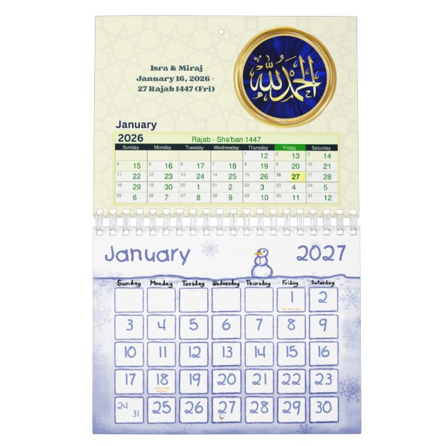 Calendario 2026 Hijri Calendar  Islamic Art & Key Dates  (Jan 2027)
