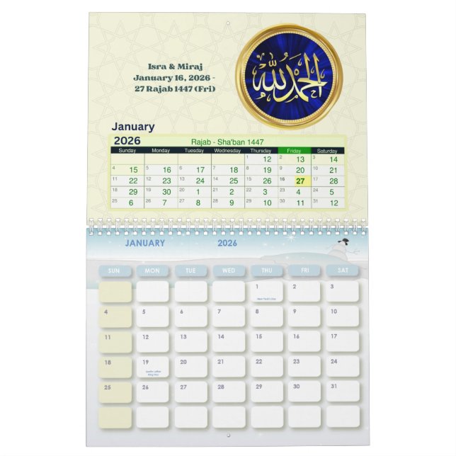 Calendario 2026 Hijri Calendar  Islamic Art & Key Dates  (Jan 2026)