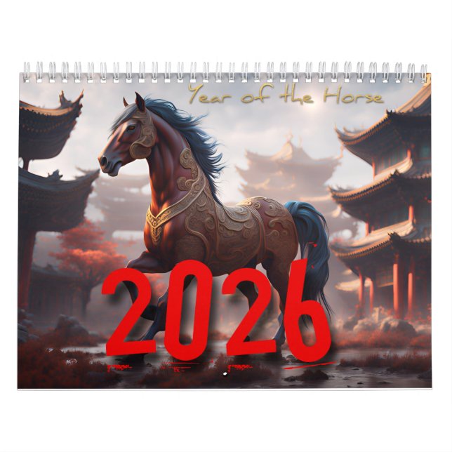 Calendario 2026 Hípica de Animales Zodiacos Chinos por IA Cal (Tapa)