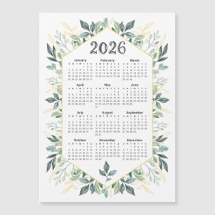 Calendario 2026 Hojas botánicas de acuarela modern