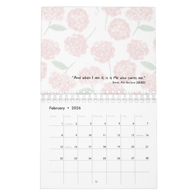 Calendario 2026 Islamic Calendar with Quran Quotes (small) (Feb 2026)