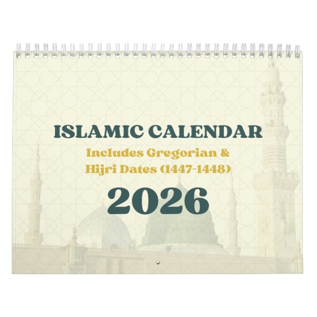 Calendario 2026 Islamic Hijri Calendar | Gregorian + Hijri (Tapa)