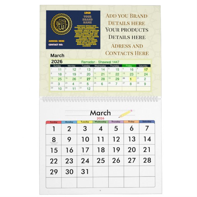Calendario 2026 Islamic Hijri Calendar | Gregorian + Hijri (Mar 2026)