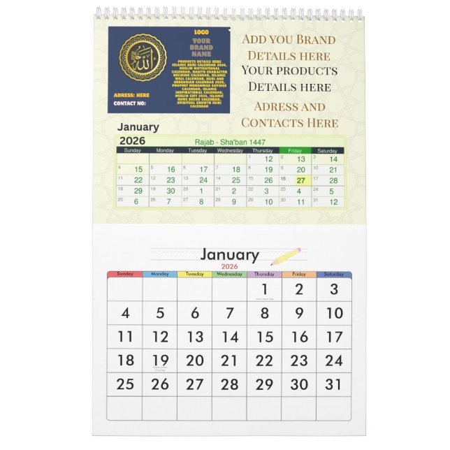 Calendario 2026 Islamic Hijri Calendar | Gregorian + Hijri (Jan 2026)