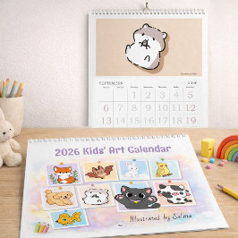 Calendario 2026 Kids Drawings Calendar, Salma's Cute Animals 