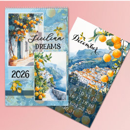 Calendario 2026 lemon watercolor Travel sicilian