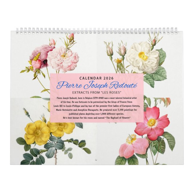 Calendario 2026 - Les Rosas - P.J. Redouté (Tapa)