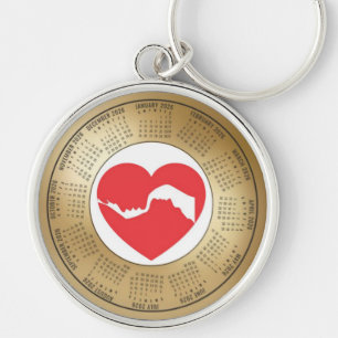 Calendario 2026 Llavero Amantes Corazón Rojo