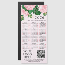 Calendario 2026 Logo comercial Código QR Floral ro