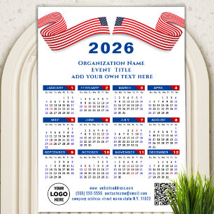 Calendario 2026 Logo comercial código QR Magnético