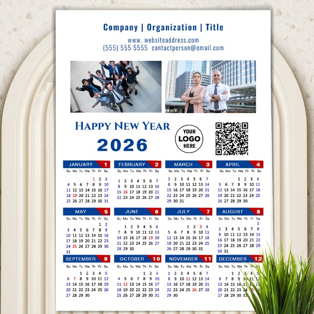 Calendario 2026 Logo comercial código QR Magnético (Subido por el creador)