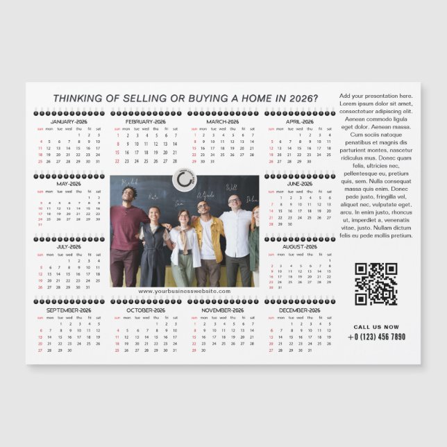 Calendario 2026 Logo comercial Foto del equipo de  (Anverso)