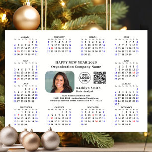 Calendario 2026 Logo de negocios QR Negro moderno