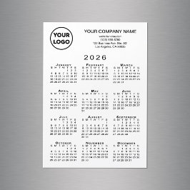 Calendario 2026 Logo de negocios Textos Tarjeta ma