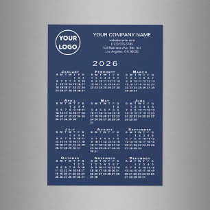 Calendario 2026 Logo de negocios Textos Tarjeta ma