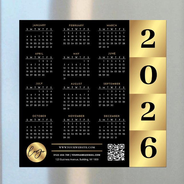 Calendario 2026 logotipo comercial Código QR Negro (Subido por el creador)