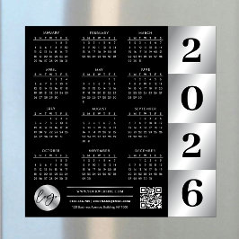 Calendario 2026 logotipo comercial Código QR negro
