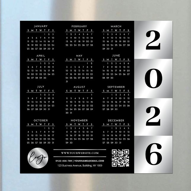 Calendario 2026 logotipo comercial Código QR negro (Subido por el creador)