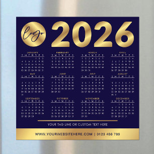 Calendario 2026 Logotipo Empresarial Azul Marino y