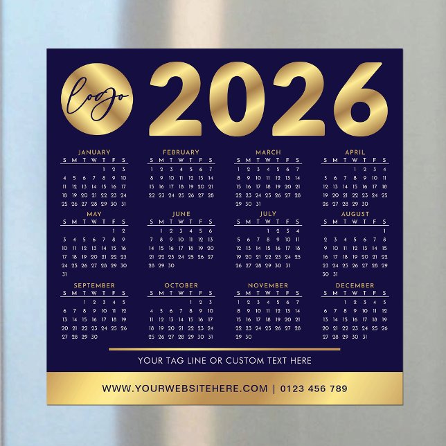 Calendario 2026 Logotipo Empresarial Azul Marino y (Subido por el creador)