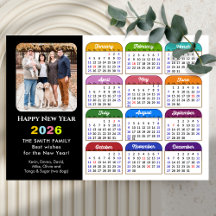 Calendario 2026 Magnético moderno de fotos en colo