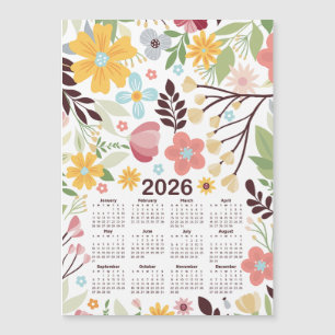 Calendario 2026 Mano Multicolor dibujada floral