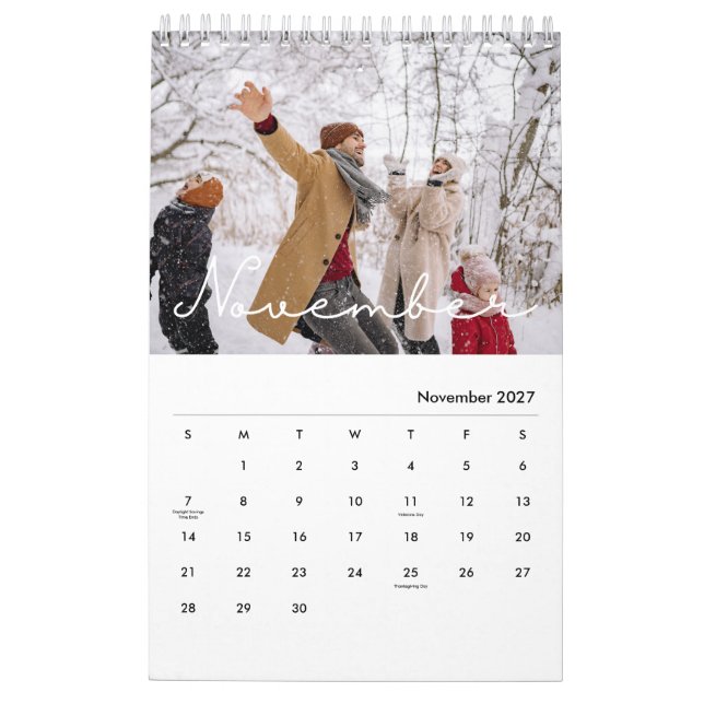 Calendario 2026 Minimalist Script Custom Photo (Nov 2027)