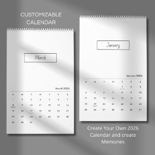 Calendario 2026 Minimalista Moderno Elegante