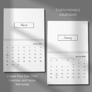 Calendario 2026 Minimalista Moderno Elegante