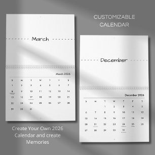 Calendario 2026 Minimalista Moderno Elegante