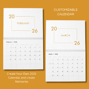 Calendario 2026 Minimalista Moderno Elegante