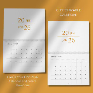 Calendario 2026 Minimalista Moderno Elegante