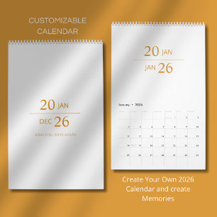 Calendario 2026 Minimalista Moderno Elegante