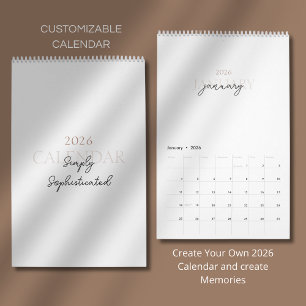 Calendario 2026 Minimalista Moderno Elegante