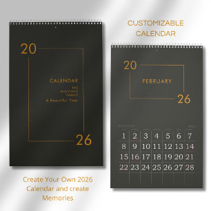 Calendario 2026 Minimalista Moderno Elegante