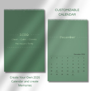 Calendario 2026 Minimalista Moderno Elegante