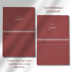 Calendario 2026 Minimalista Moderno Elegante