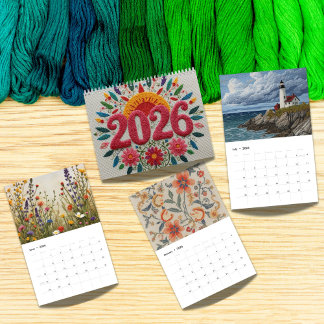 Calendario 2026 Modern Cross Stitch Art | Aesthetic 