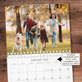 Calendario 2026 Modern Custom Photo Script Family