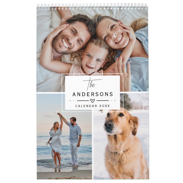 Calendario 2026 Modern Elegant Custom Family Photo Collage (Tapa)