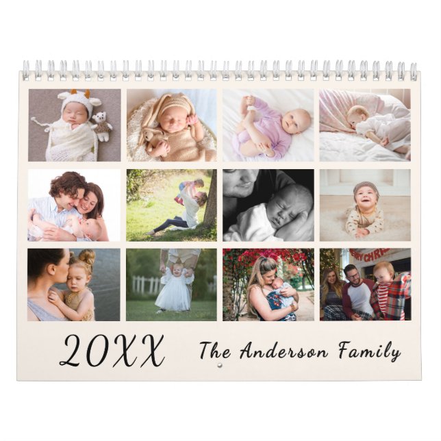 Calendario 2026 Modern Family Photo Calendar – black & white (Tapa)