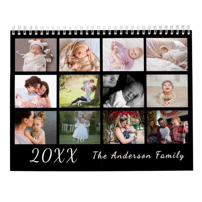 Calendario 2026 Modern Family Photo Calendar – black & white (Reverso)