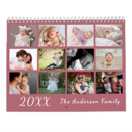 Calendario 2026 Modern Family Photo Calendar – Pink