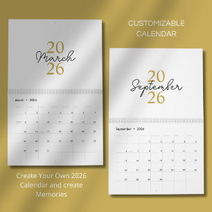 Calendario 2026 Moderno Simple Elegante