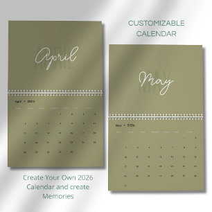 Calendario 2026 Moderno Simple y Elegante