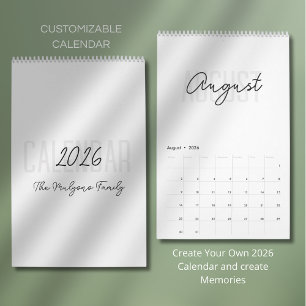 Calendario 2026 Moderno Simple y Elegante