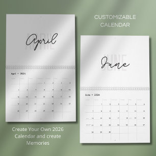 Calendario 2026 Moderno Simple y Elegante