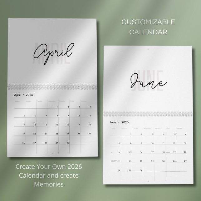 Calendario 2026 Moderno Simple y Elegante (Subido por el creador)